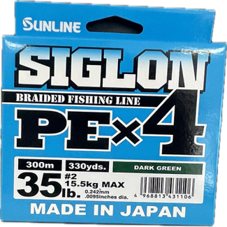 SIGLON BRAID PE 4X Vert Foncé 300m PE 1.5 - 25 LB (0,209 mm)