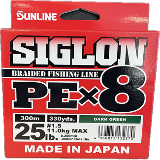 SIGLON BRAID PE  8X Vert Clair - 300m - PE 3.0 - 50 LB (0,296 mm)