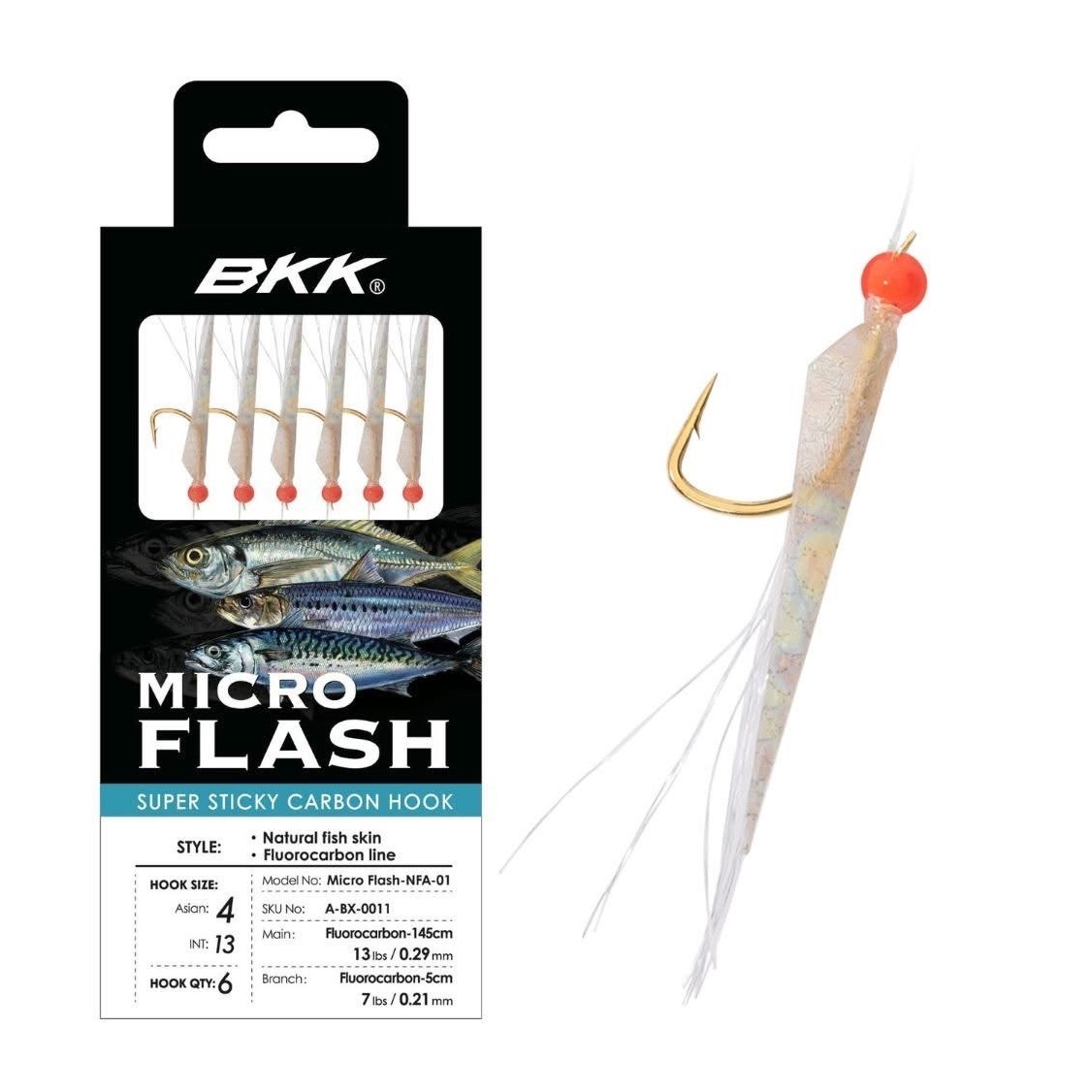 Micro Flash - NFA-02 (Natural fish skin + Red resin - Fluoro)#4 Jap