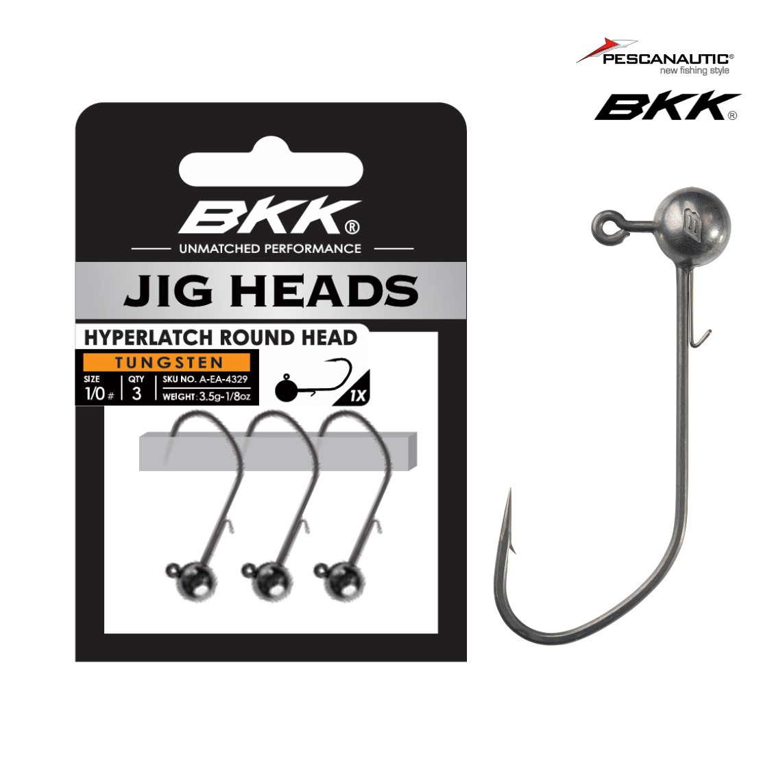 Hyperlatch - Round Head Tungsten 1/8oz,3,5gr - 1/0# Sachet de 3