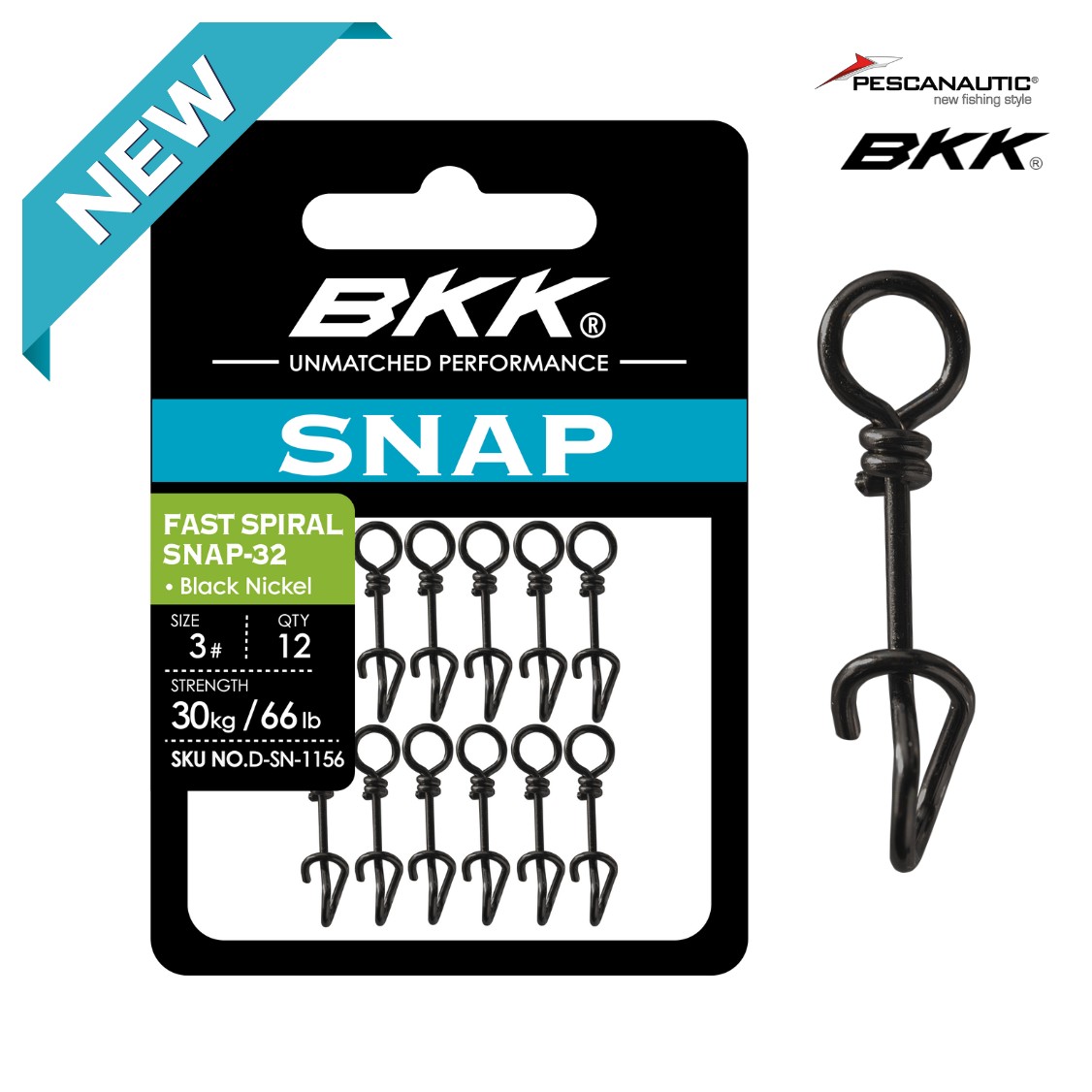 Fast Spiral Snap-32 (Black Nickel) 1# (x12)