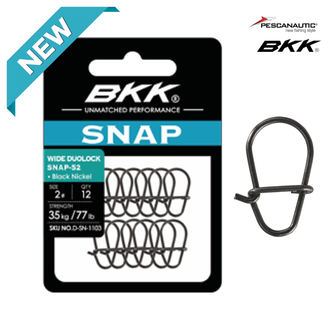 WIDE DUOLOCK SNAP-52 (Black Nickel)0#  sachet de  12