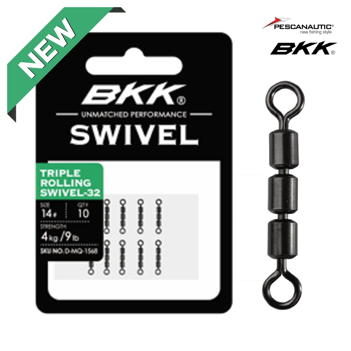 Triple Rolling Swivel-32  14# Sachet de 10