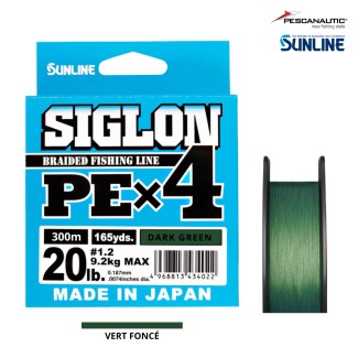 SIGLON BRAID PE 4X Vert Foncé 300m PE 1.5 - 25 LB (0,209 mm)