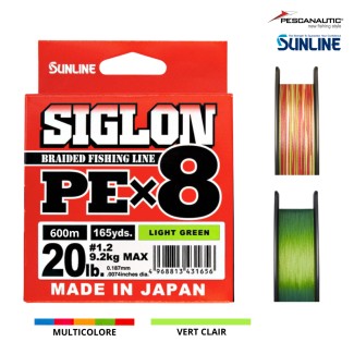 SIGLON BRAID PE 8X Multicouleur - 600m-PE 1.7- 30 LB (0,223mm)