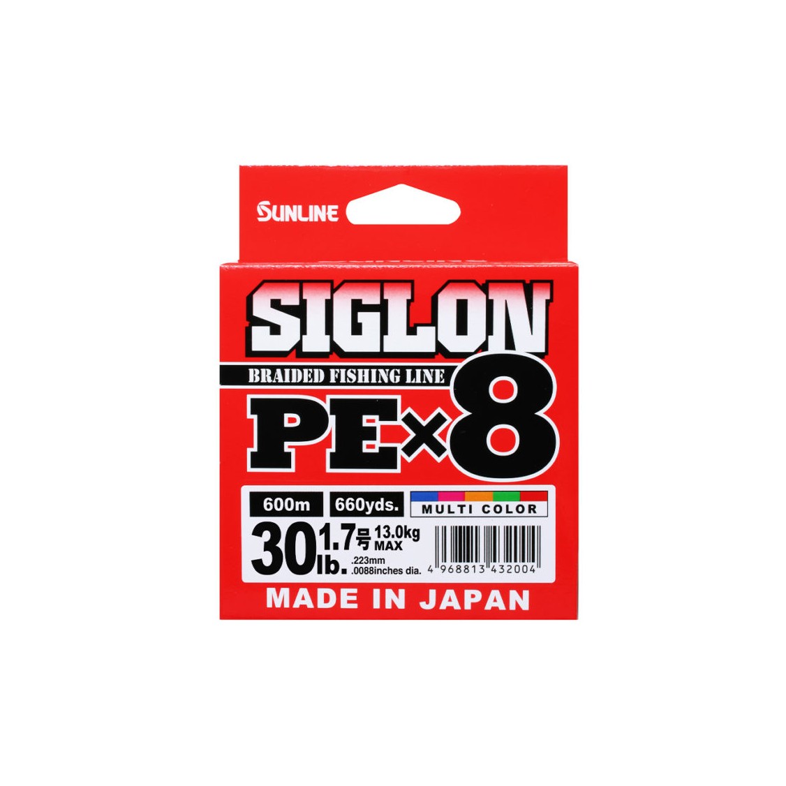 SIGLON BRAID PE 8X Multicouleur - 600m-PE 1.7- 30 LB (0,223mm)